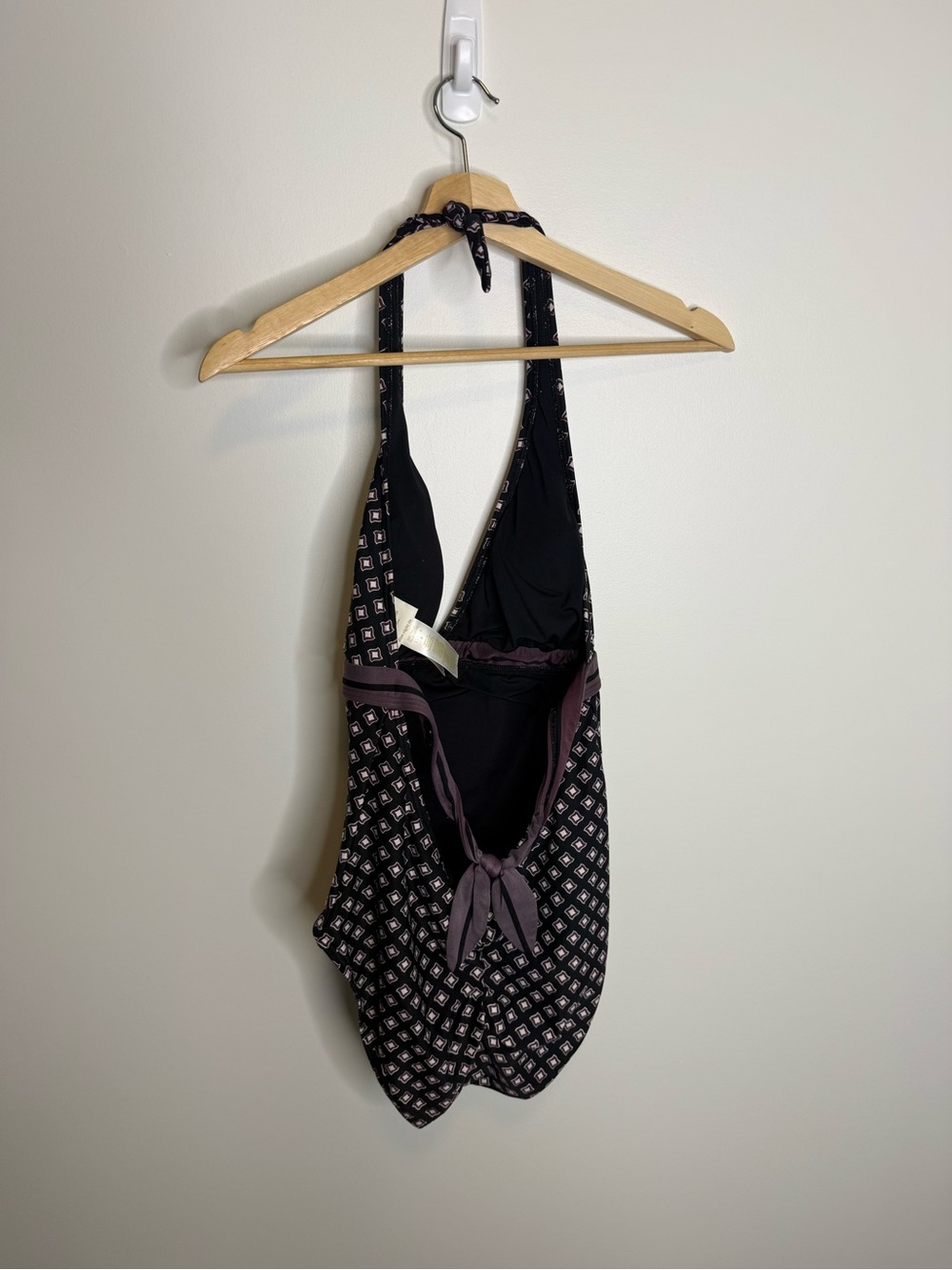 kate spade Black Patterned Halter One-Piece Swimsuit purple size large - Picture 7 of 7